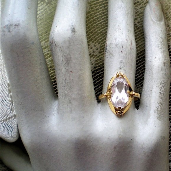 Vintage Russian Russia USSR 18K 750 Yellow Gold Rock Crystal Solitaire RING - Picture 4 of 8